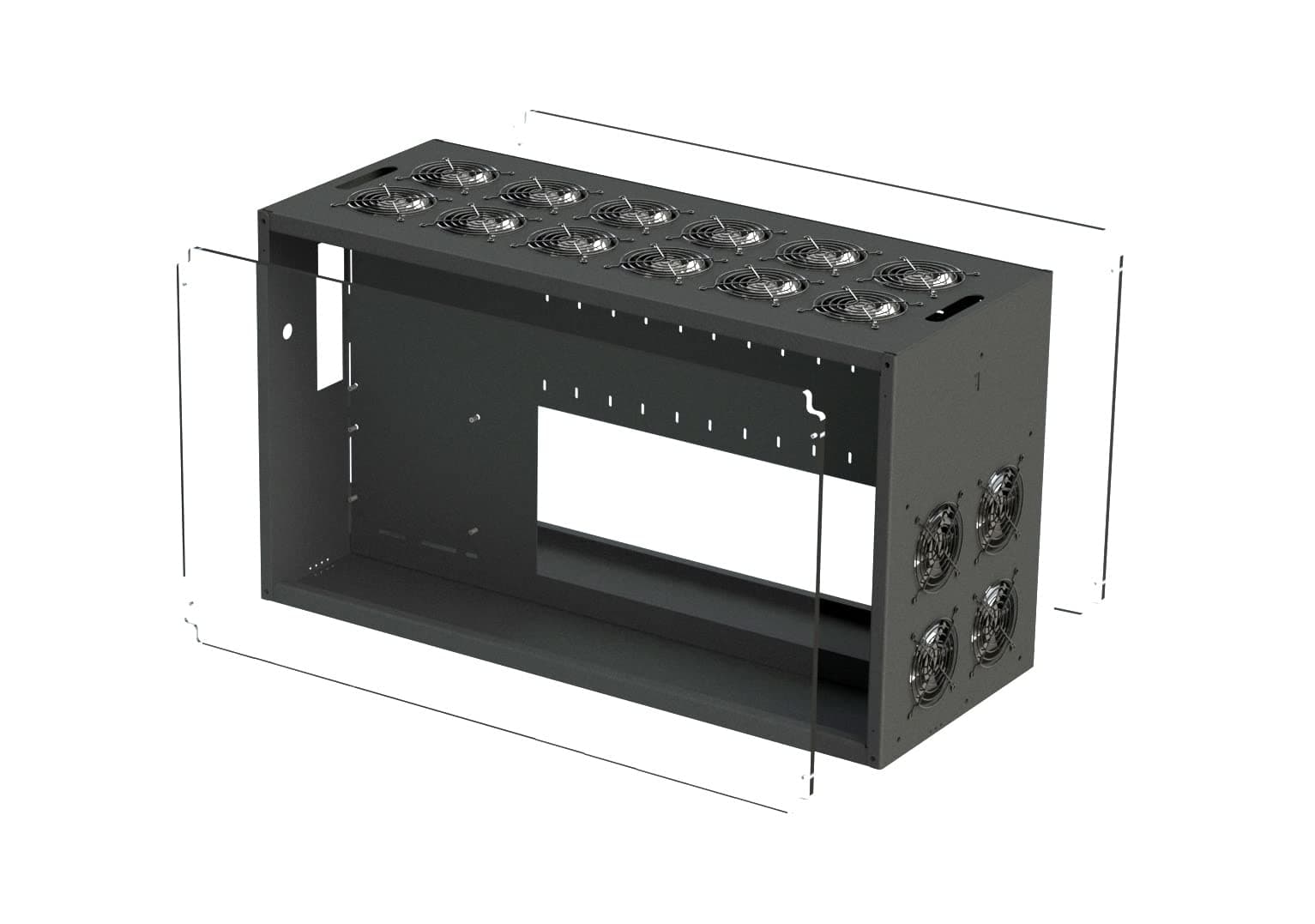 - XtremeMiner Mining Rig Frame V6 Supports 12 GPU,3 SMPS,1 Motherborad,16 Cooling Fans 4000 RPM