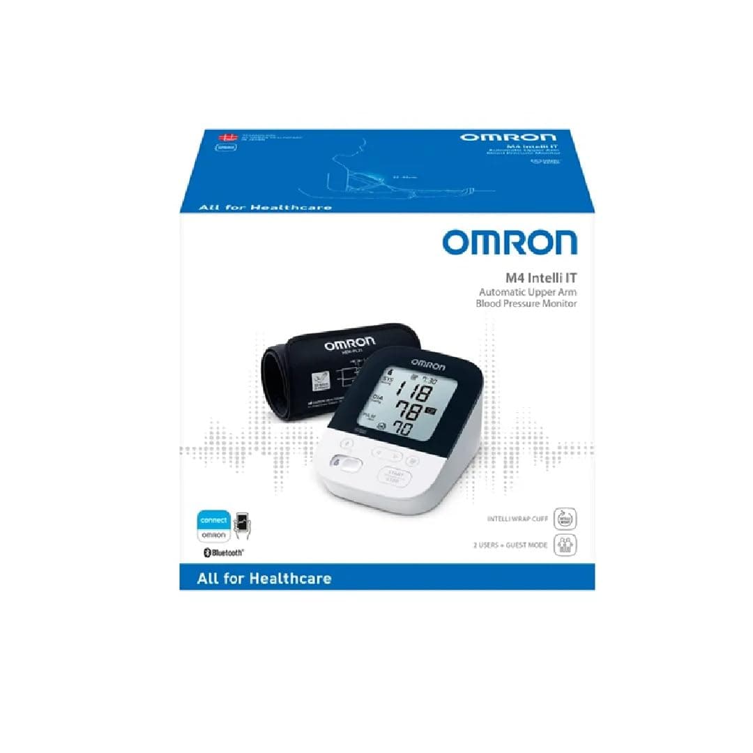 OMRON M4 Intelli IT Smart Automatic Upper Arm Blood Pressure Monitor, 2 Users data Large Cuffs 22-42cm, Clinically Validated Supports Diabetics Pregnancy Home BP Machine Bluetooth App, 5 Yrs Guarantee