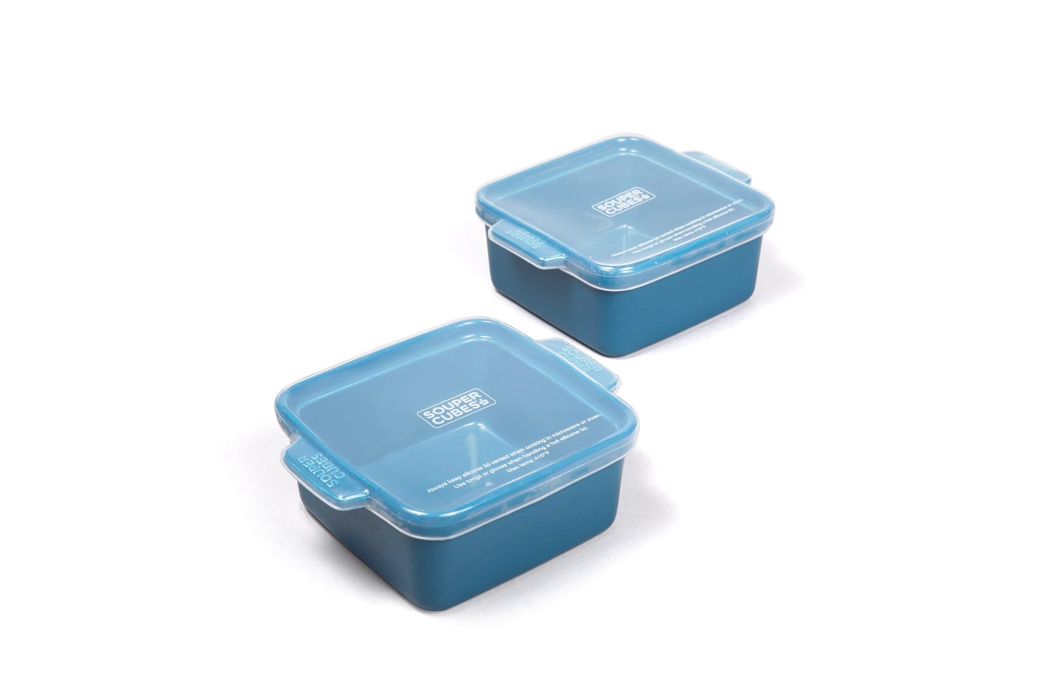 Stoneware - 5" x 5" Small Square Ceramic Baking Dishes Set with Silicone Covers - Small Casserole Dishes for Oven - Kitchen and Bakeware Essentials - Set of 2 - Blueberry