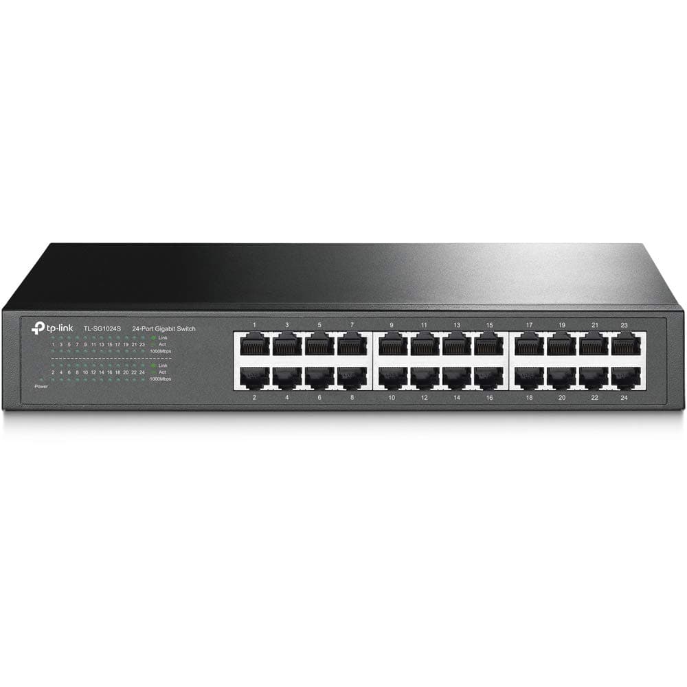 24 Port Gigabit Ethernet Switch Desktop/ Rackmount Plug & Play Shielded Ports Sturdy Metal Fanless Quiet Traffic Optimization Unmanaged (TL-SG1024S)