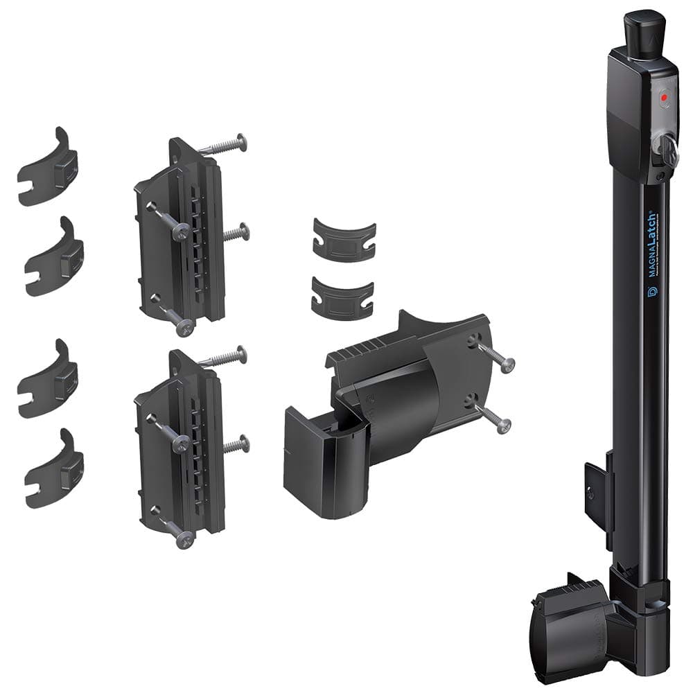 D&D Technologies ML3TPKA+ML3RPK MagnaLatch Top Pull 20-inch Gate Latch With Round Post Adaptor Kit for Round Posts, Professional-Grade Pool & Child Safety Magnetic Gate Latch, Weather-Resistant, Black