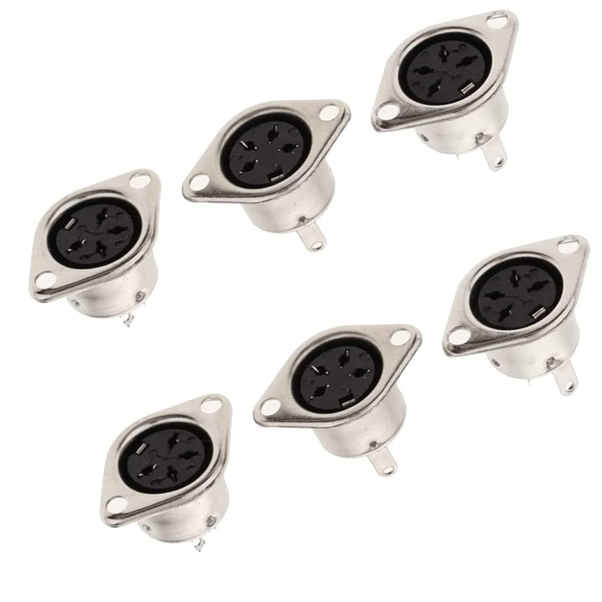 jing 4Pin DIN Female Jack Socket Connector Panel Mount Chassis Audio 2 Hole Soldering Din Jack Socket 6 Pcs