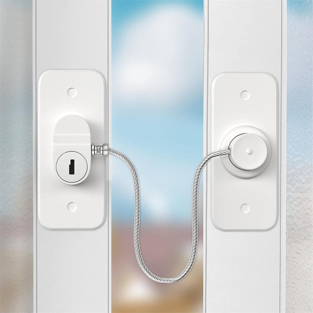 YARDHOBI Window Safety Lock, Versatile Window Restrictor Self Adhesive for UPVC No Drilling Window Locks, Baby Safety Lock, Refrigerator Lock with Key, Child Pet Child Safety Cable Lock for Childproof