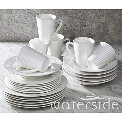 24 Piece White Embossed Dinner Set