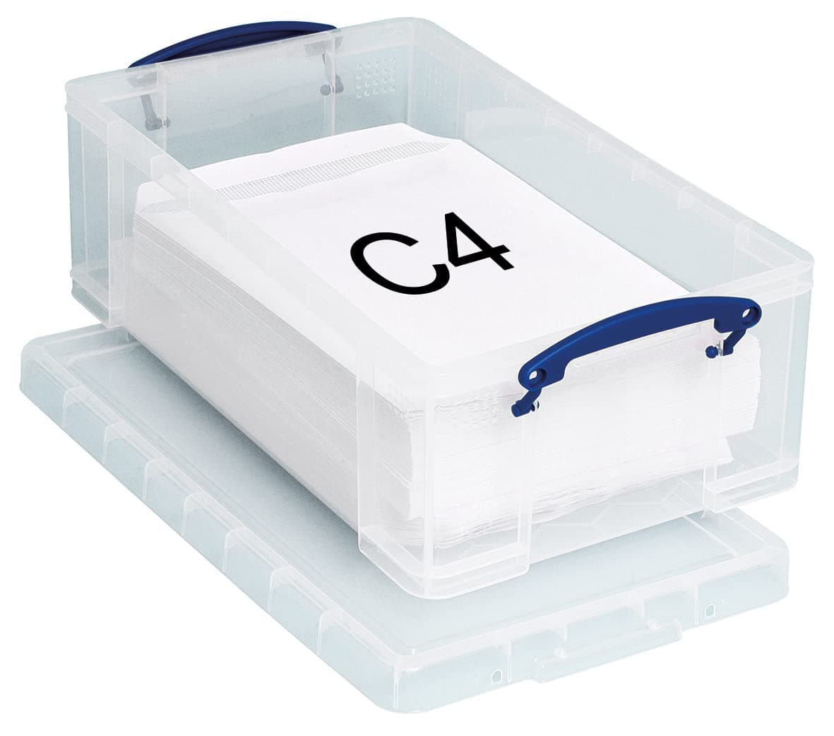 Really Useful Box Really Useful Storage Box Plastic Lightweight Robust Stackable, 12 Litre - Clear