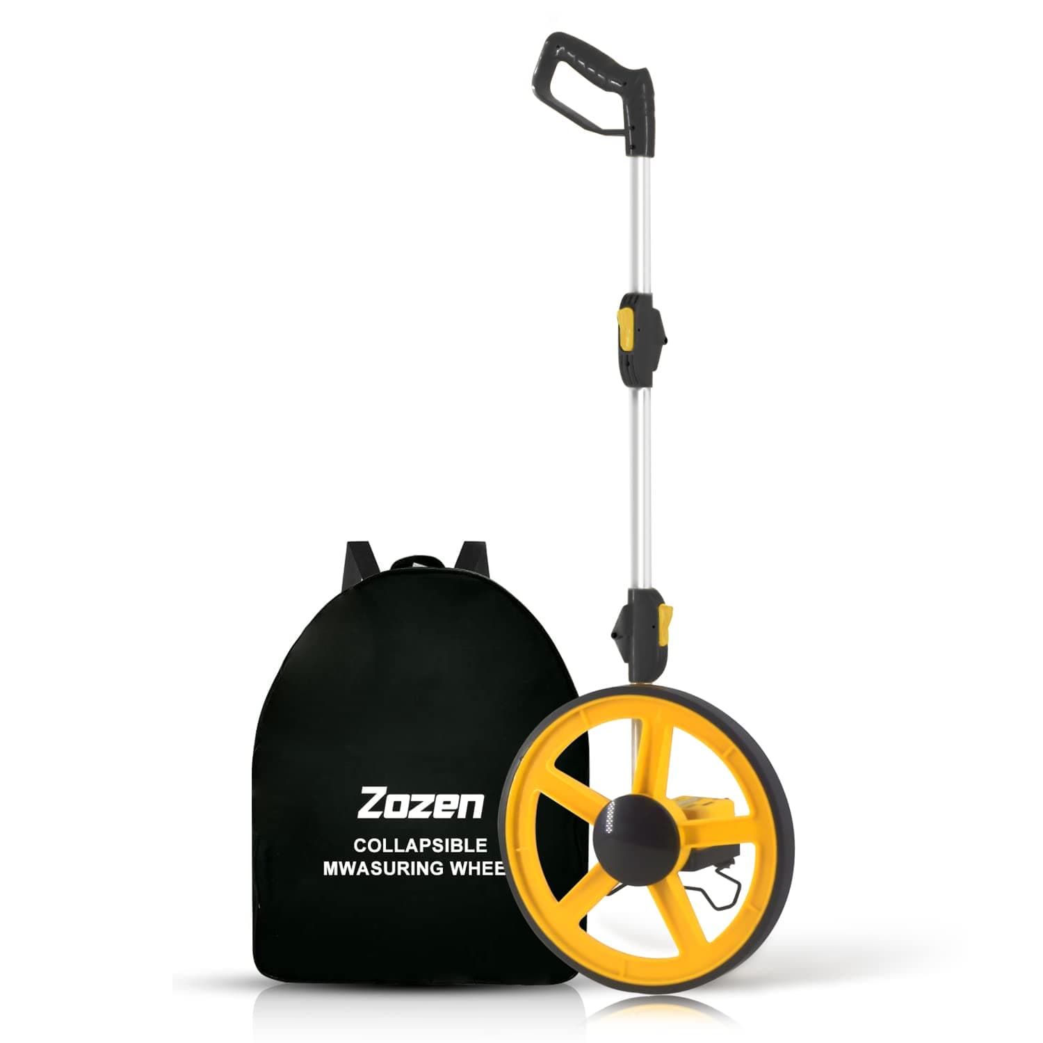Zozen Measuring Wheel, Folding Portable Distance Measuring in Feet, Double Collapsible | One Key to Reset/Kickstand to Keep Stand/Starting Point Arrow and Cloth Carrying Bag, [0-9,999 Ft].