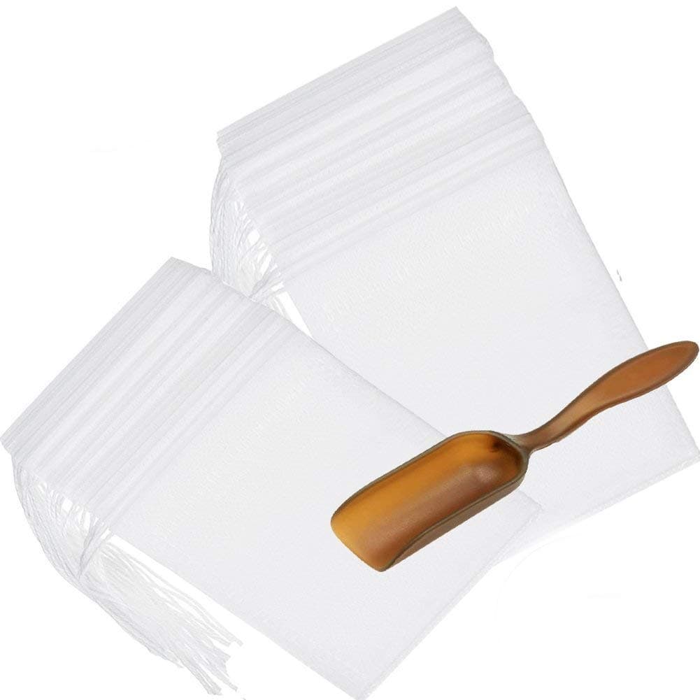 Disposable Tea Filter Bags Empty Cotton Drawstring Seal Filter Tea Bags for Loose Leaf Teal（3.54 x 2.75 inch） (200 PCS)