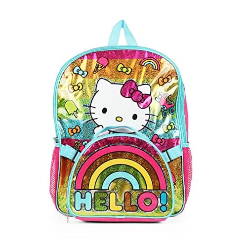 Hello Kitty Rainbow Bow Backpack with Insulated Rainbow Hello! Lunch Kit for Girls