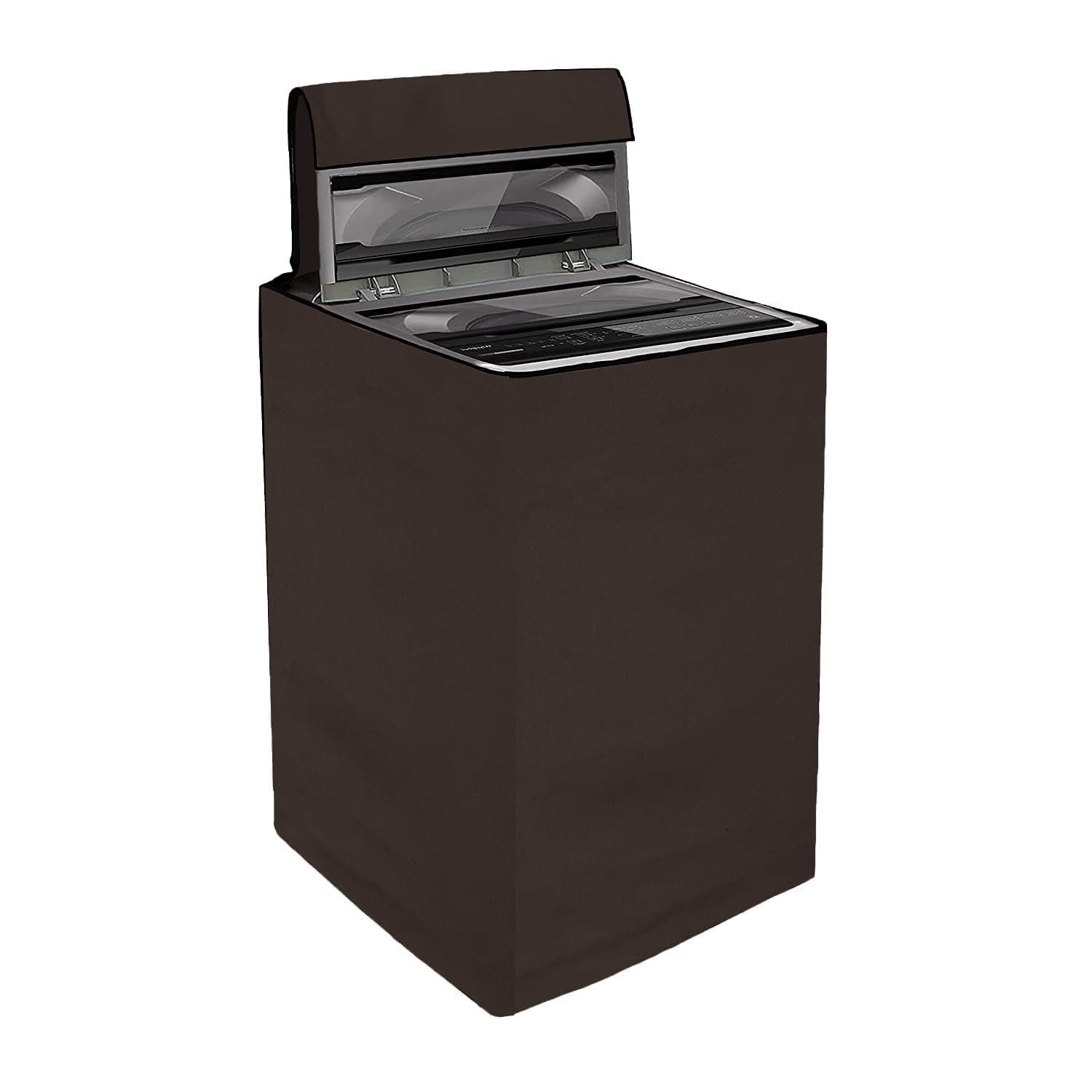Yellow Weaves Waterproof & Dust-Proof Top Loading Fully Automatic Washing Machine Cover (Dimensions- 59x59x86 cm, Brown)