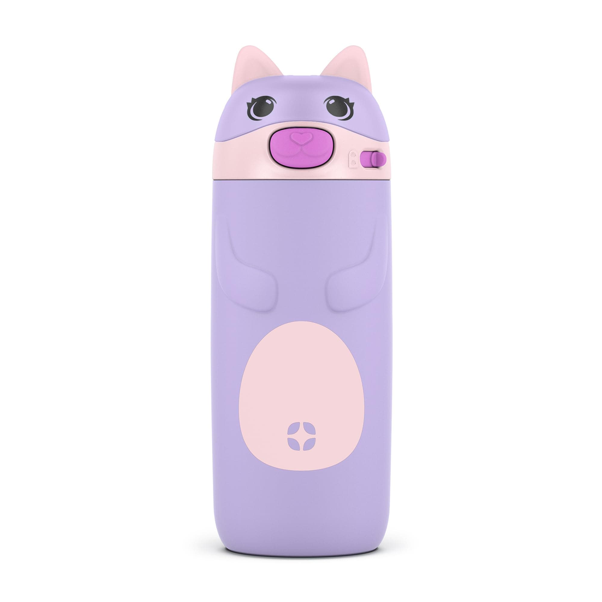 Ello Ellies 12oz Vacuum Insulated Stainless Steel Kids Water Bottle with Straw and Built-in Carrying Handle and Leak-Proof Locking Lid for School Backpack, Lunchbox and Outdoor Sports, Cat