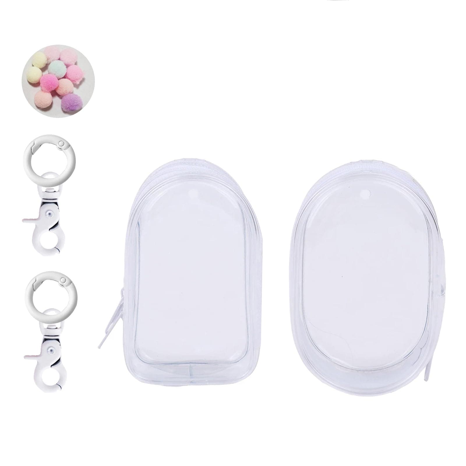 2Pcs Clear Figure Display Case With Keychain Pouch - Blind Box Carrying Case for Trinkets and Doll Collectors