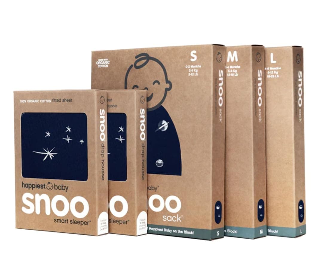 The Big Bundle 100% Organic Cotton - Includes 3 SNOO Sacks and 2 SNOO Bassinet Fitted Sheets (Midnight)