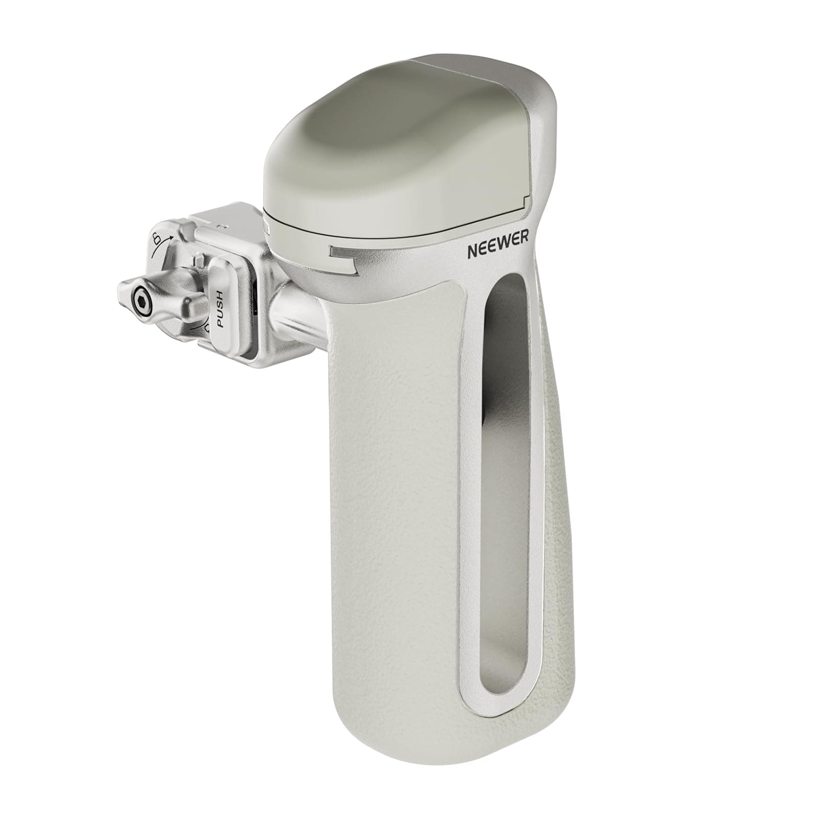 Quick Release Side Handle with Anti Off Cold Shoe, 360° Rotation, Nonslip Grip, Compatible with iPhone 17 Pro Max 16 S25 Ultra Phone Cage Accessories, PA148 (Silver)