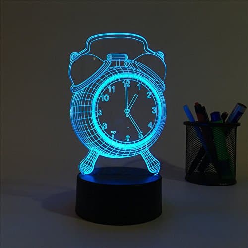 Time Clock creative 3D small night light touch switch stereo vision small lamp 3D Optical Illusion Night Light 7 Colors-Changing Desk Lamp Table Lamp with Intelligent , Touch Seven Color