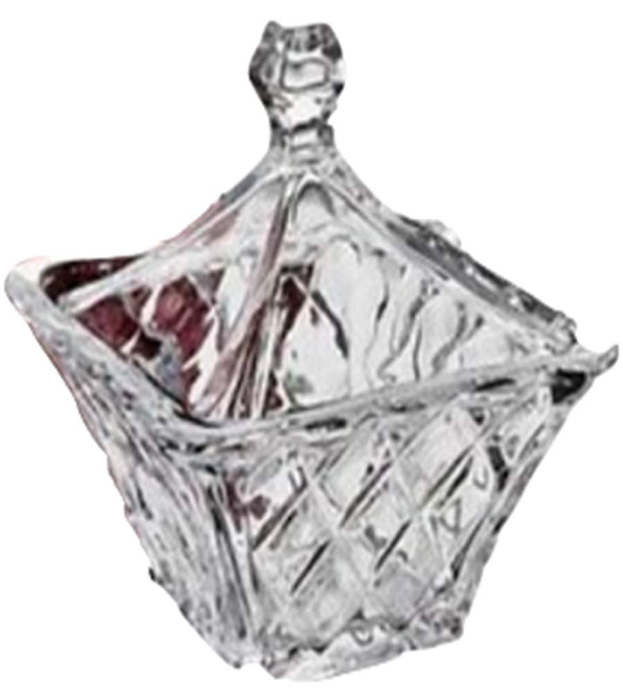 StudioSilversmiths 44040 Square Crystal Candy Box With Diamond Cut Design