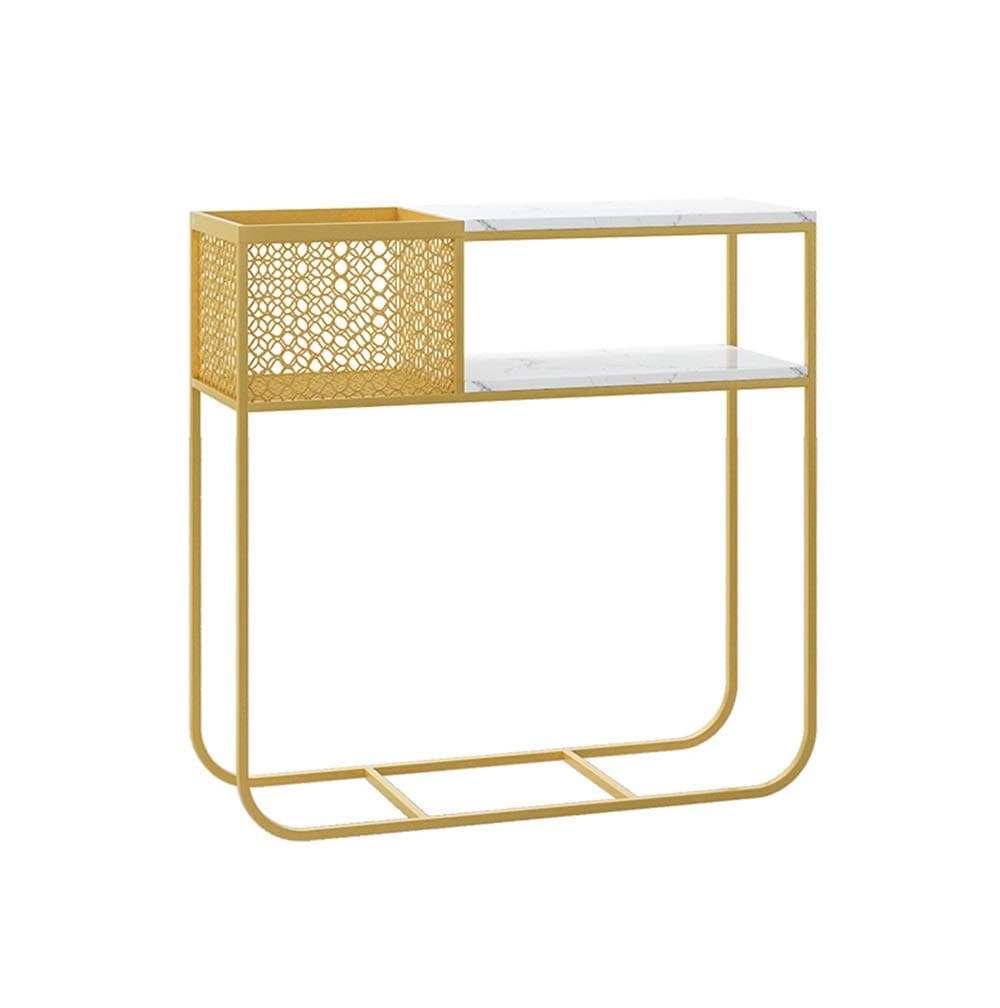 JIAYUAN Table 2-Tiers Console Table, Metal Frame Sofa Table Marble Entryway Table with Storage shelf,for Living Room, Dining Room, Hallway, Entryway, 2 COLORS