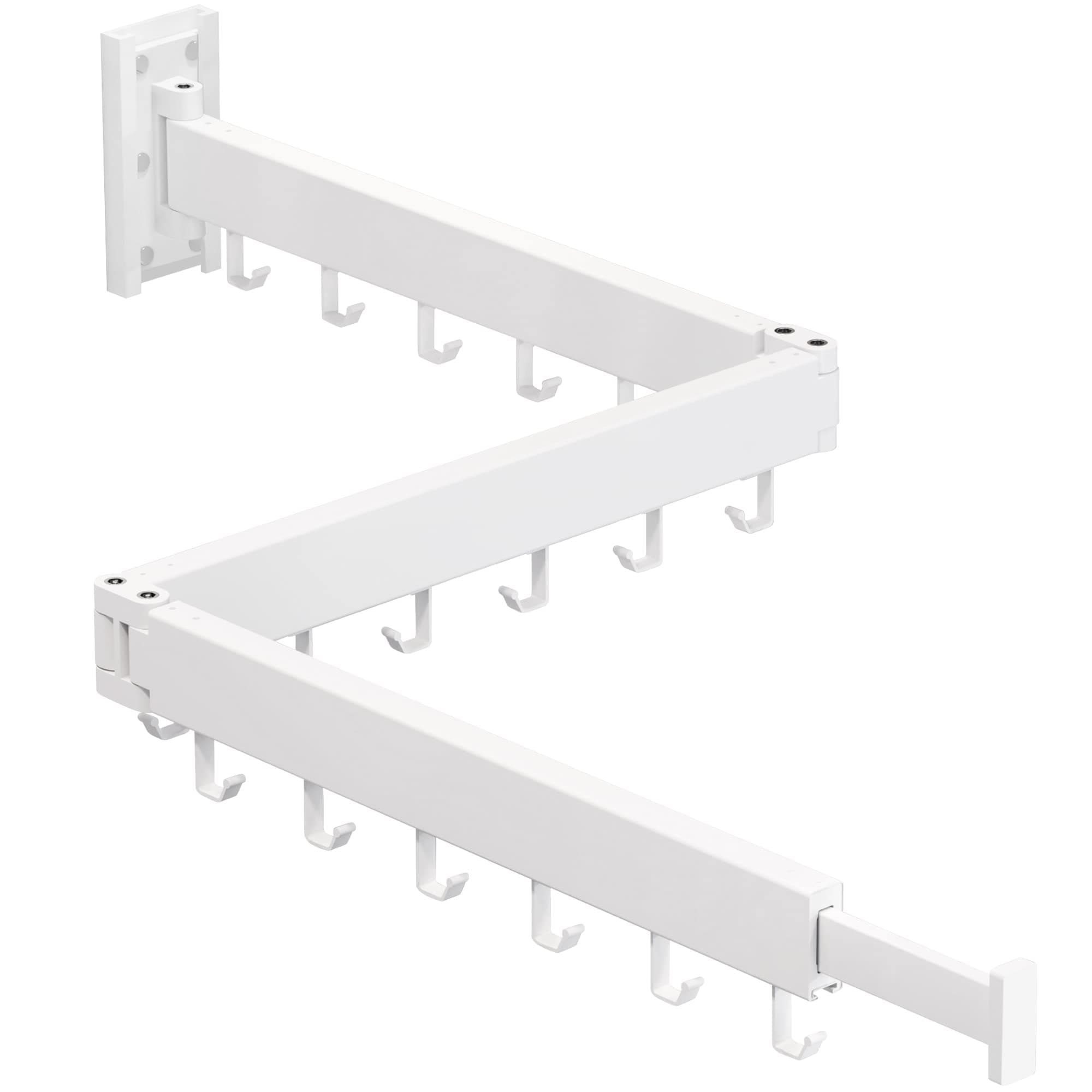 Clothes Drying Rack,Laundry Drying rack,Wall Mounted Clothes Rack,Clothes Hanging Rack,Laundry Rack Wall Mount,Folding Retractable Collapsible Drying Rack Clothing (Three-Poles,J Hooks,White)