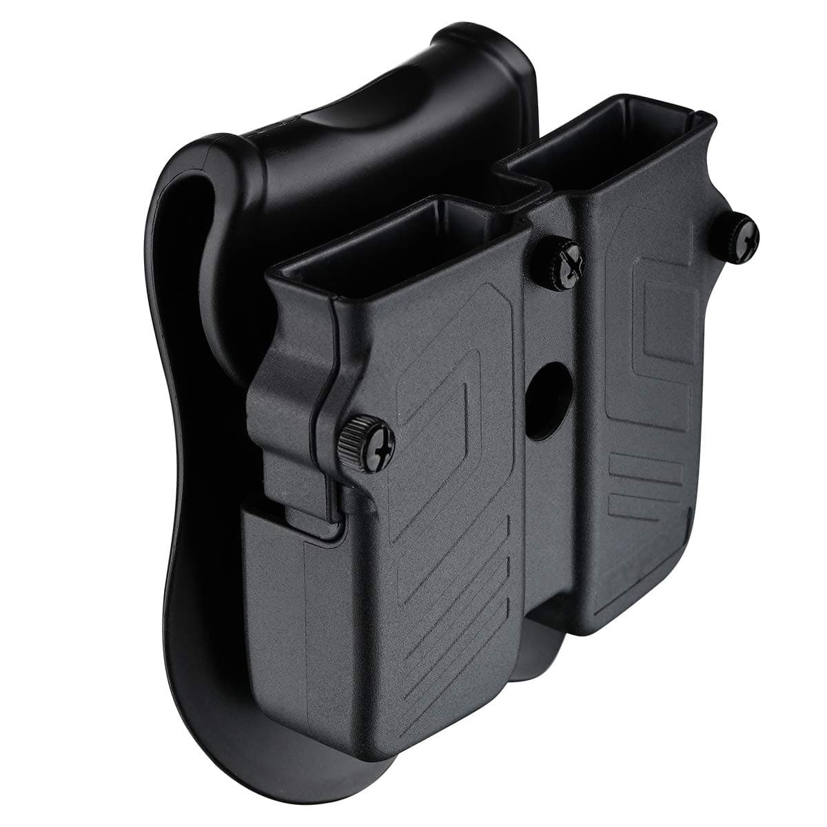 Double Magazine Holder, 9mm 10mm 40 45 Single & Double Stack Magazine Pouch, Universal Magazine Holster for Glock/Sig sauer/S&W/Beretta/Taurus/H&K/Springfield/CZ/Ruger/1911 Mags