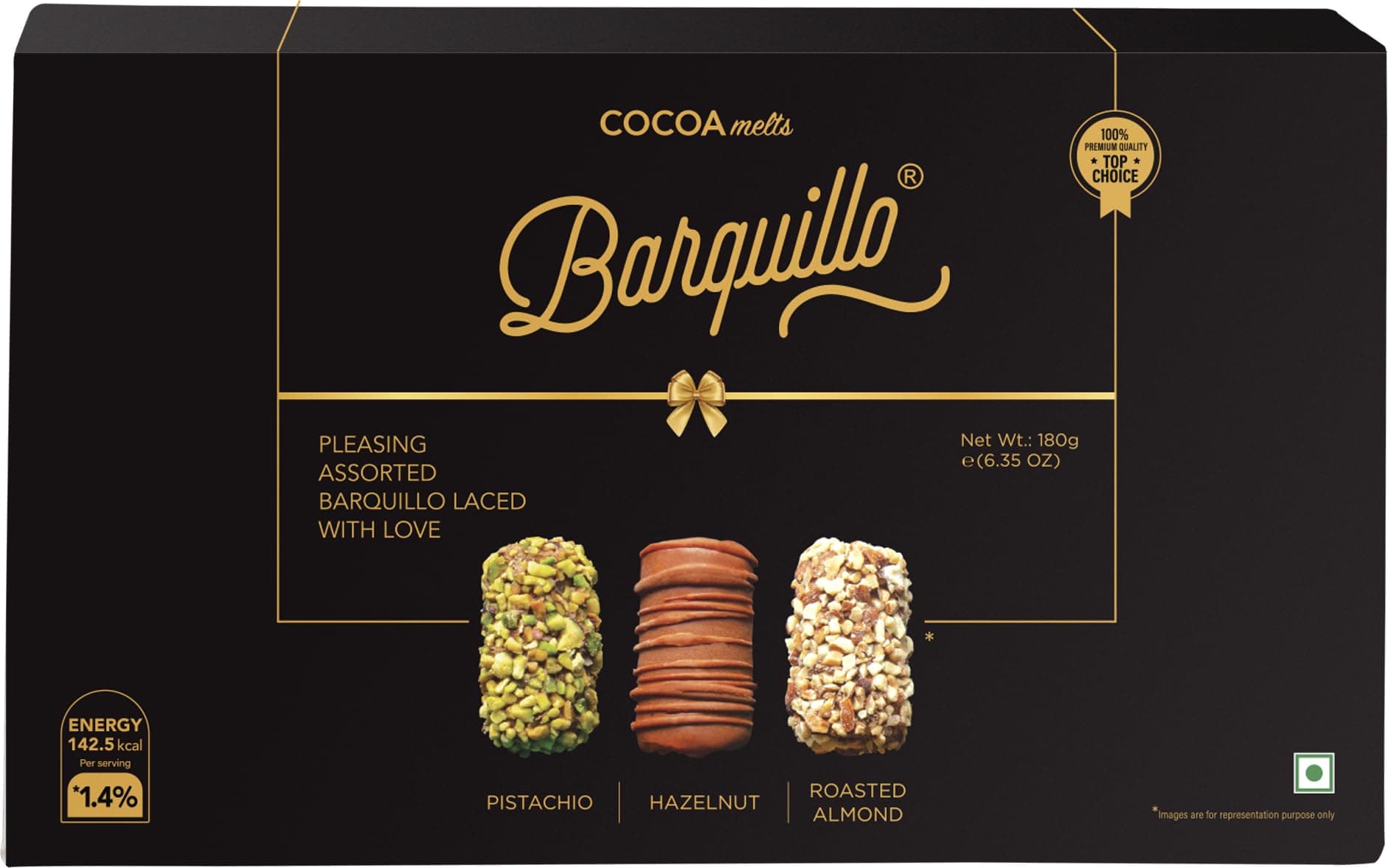 Barquillo Assorted Premium Chocolate Gift Pack Box - 9 Pcs (180 gm) | Roasted Almonds, Hazelnut and Pistachio imported | Dubai couverture taste | Festive Gift Pack Celebration