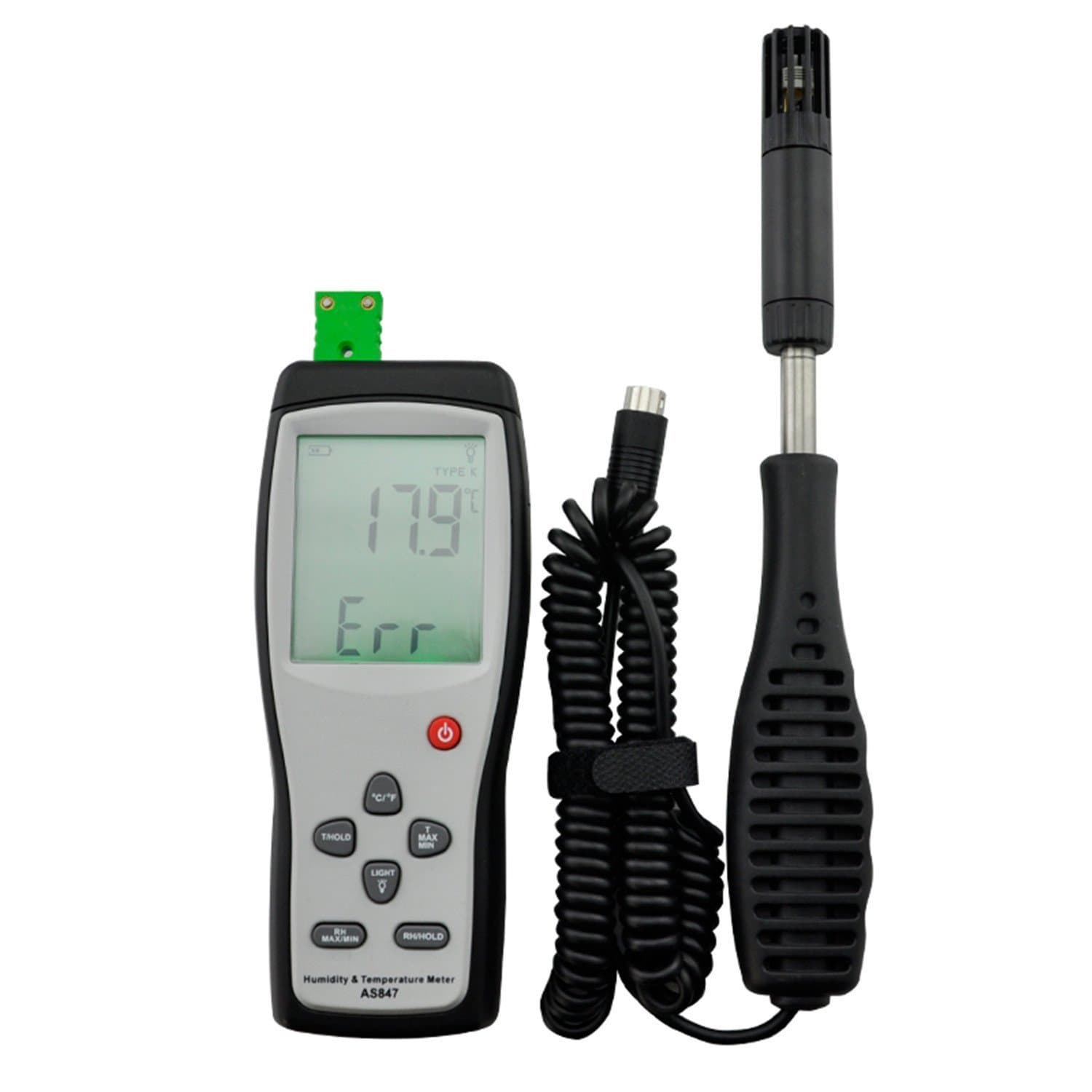 Digital Psychrometer Multi-Function Humidity & Temperature Meter Gauge with K-Type Thermocouple for Indoor and Outdoor (AS847)