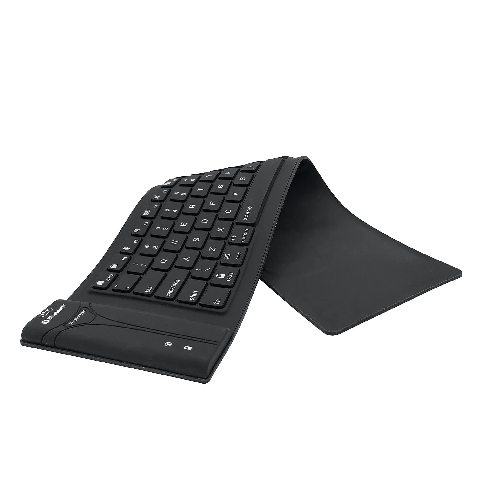 Meega Tech Foldable Silicone Keyboard Wireless Bluetooth Waterproof Rollup Keyboard for Notebook/PC/Laptop/iPad/iPhone,Black,X-Small