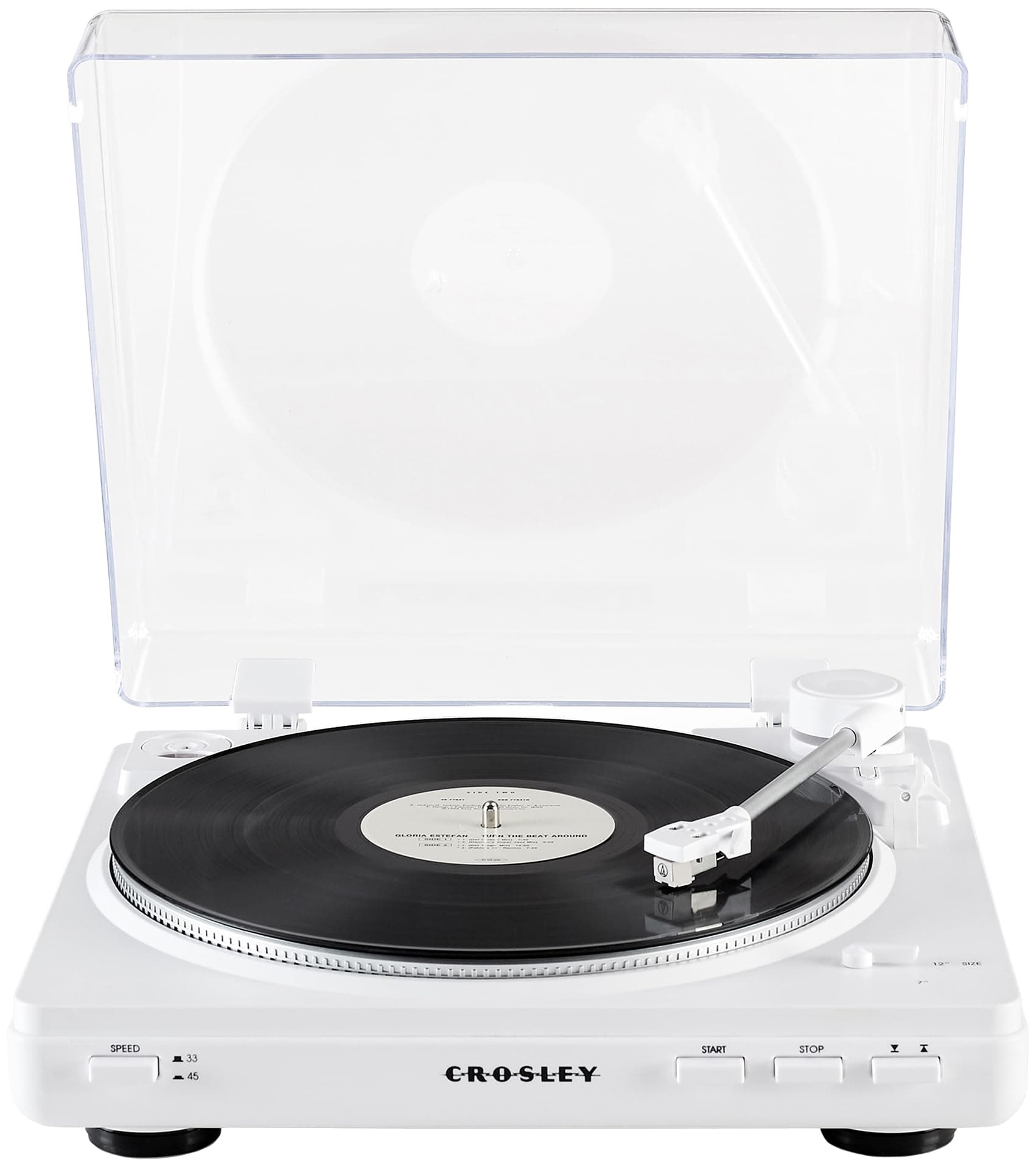 Crosley T400D-WH Fully Automatic Bluetooth 2-Speed Turntable Record Player with Built-in Preamp, White