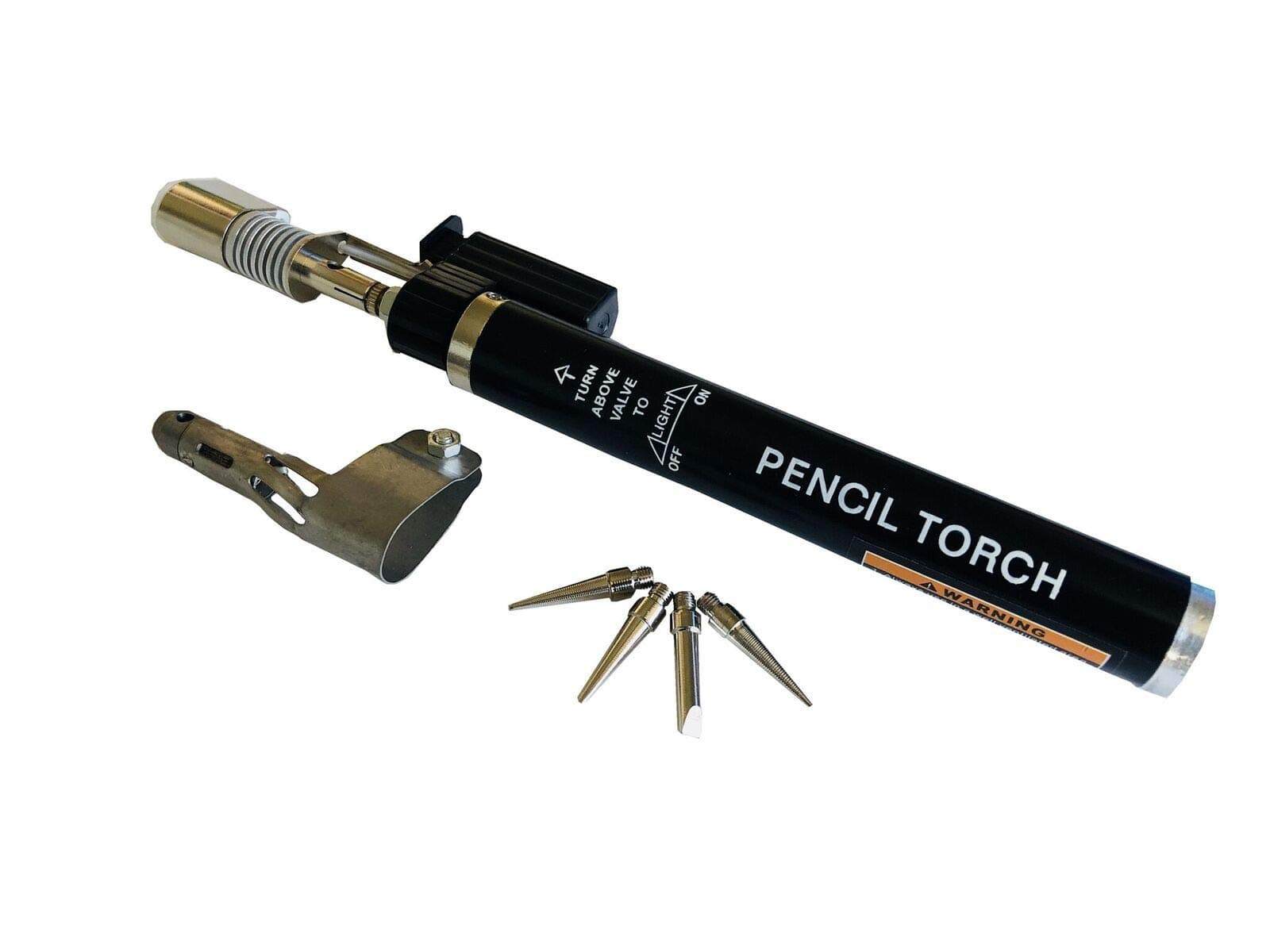 8" Butane Pencil Torch with Tips (Push Button Piezo Igniter)
