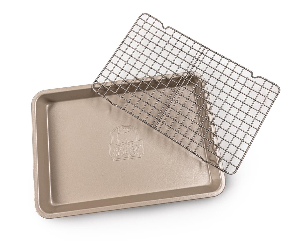 CERTIFIED ANGUS BEEF Reverse Sear Roasting Pan with Wire Rack, Heavy-Duty Non-Stick