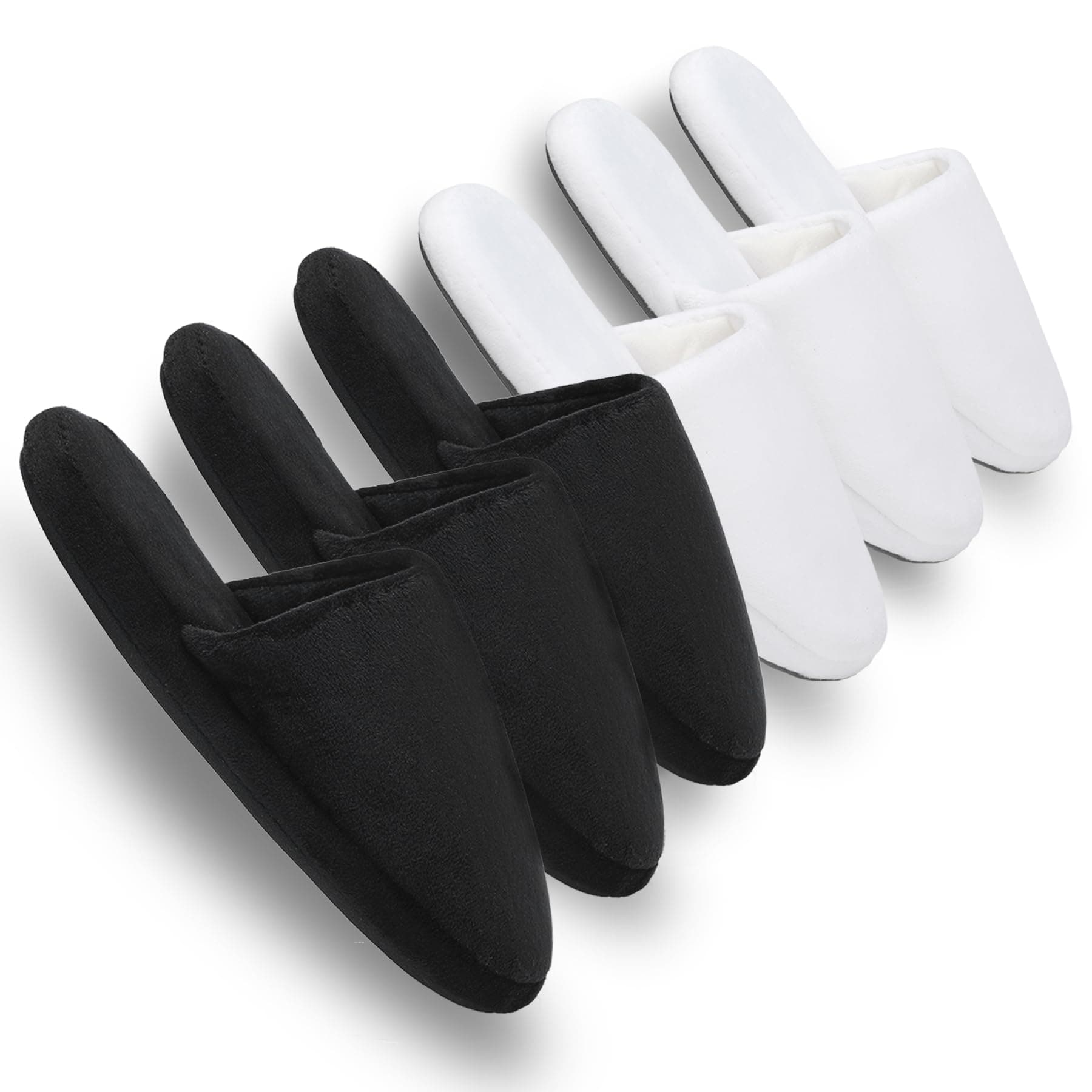 3-Pair Luxury Spa Slippers - Cotton Memory Foam Non-slip Closed Toe Washable Slippers for Hotel,Guest,Travel,Bride,Women and Men