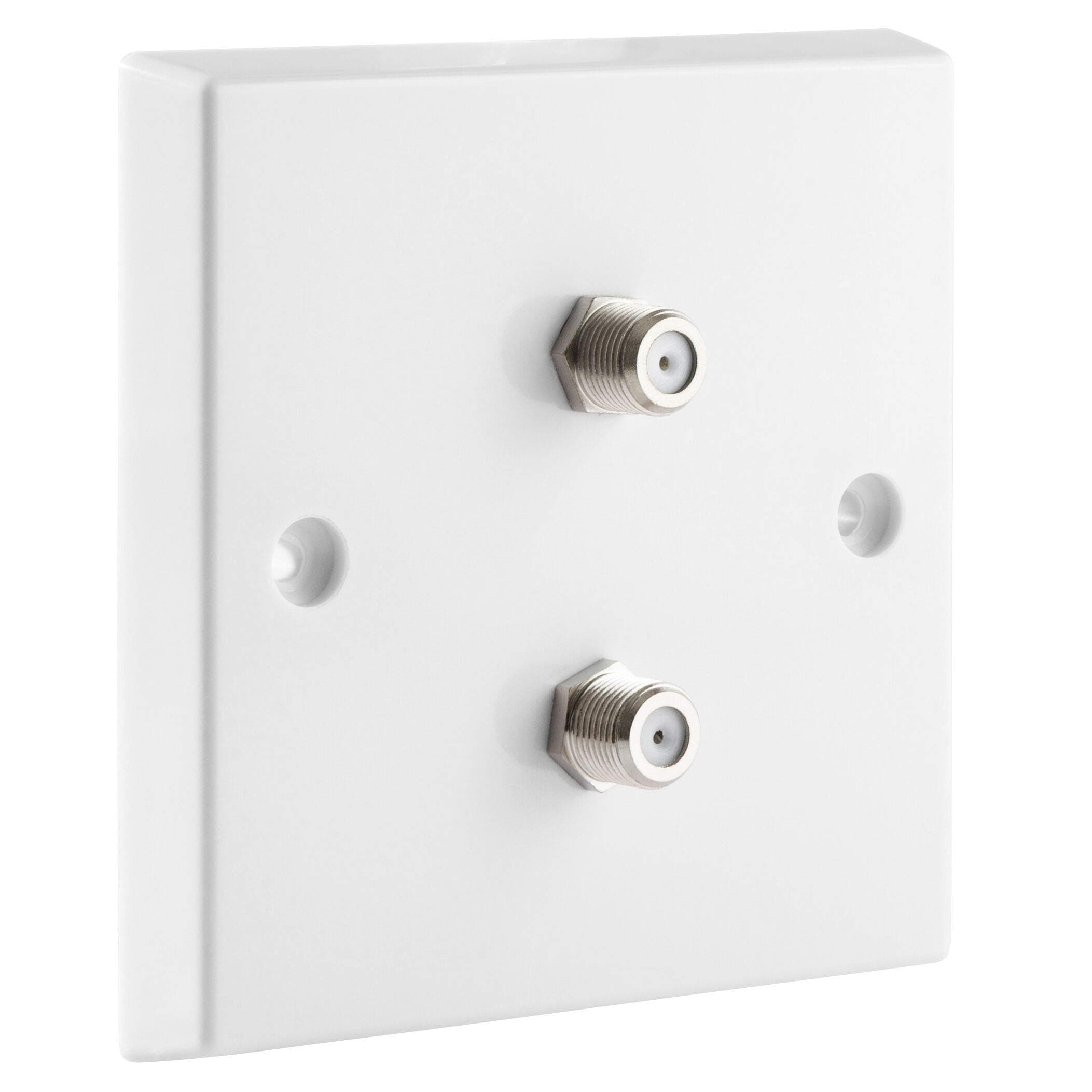 MSG Custom AudioSatellite 2 x F-Type Connector Nickel plated - 1 Gang Wall Plate. NO SOLDERING REQUIRED