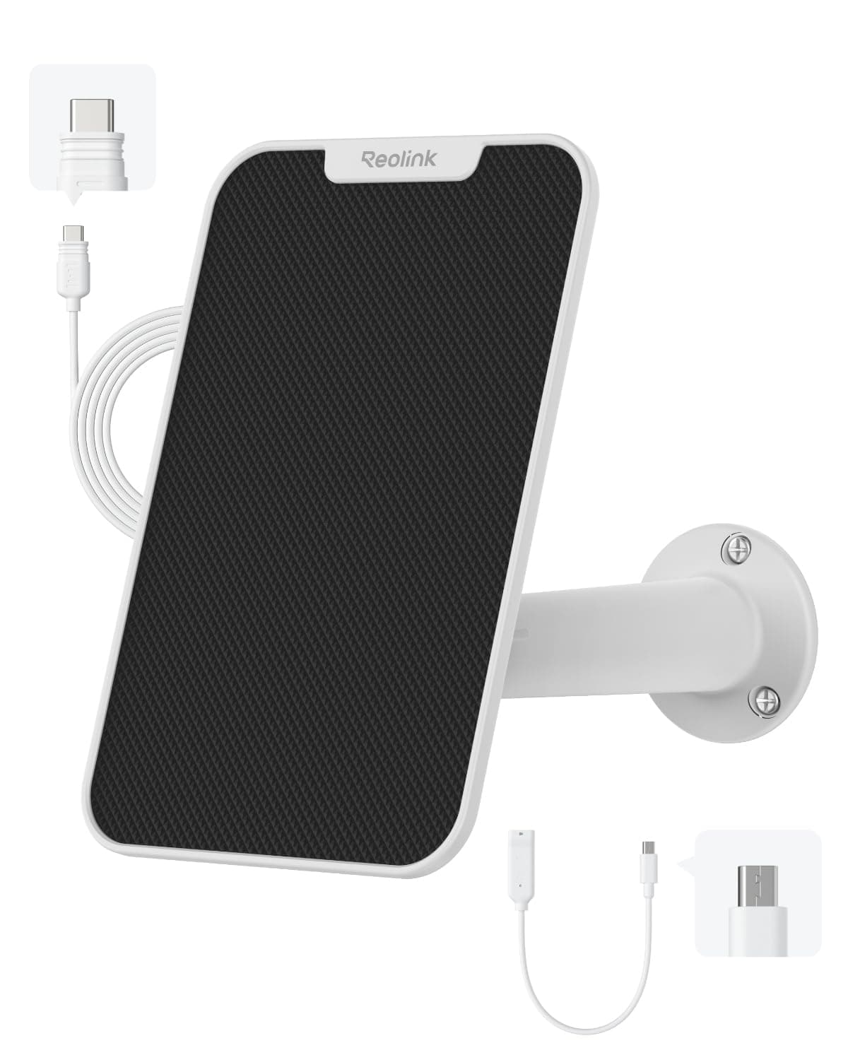 REOLINK 3W Solar Panel Power Designed for Wireless Outdoor Security Camera Solar Powered Cameras, 6V Type C Port, Compatible with Argus Eco/Go PT Plus/Argus 3 Pro/Argus PT, Non-Stop Charging (White)