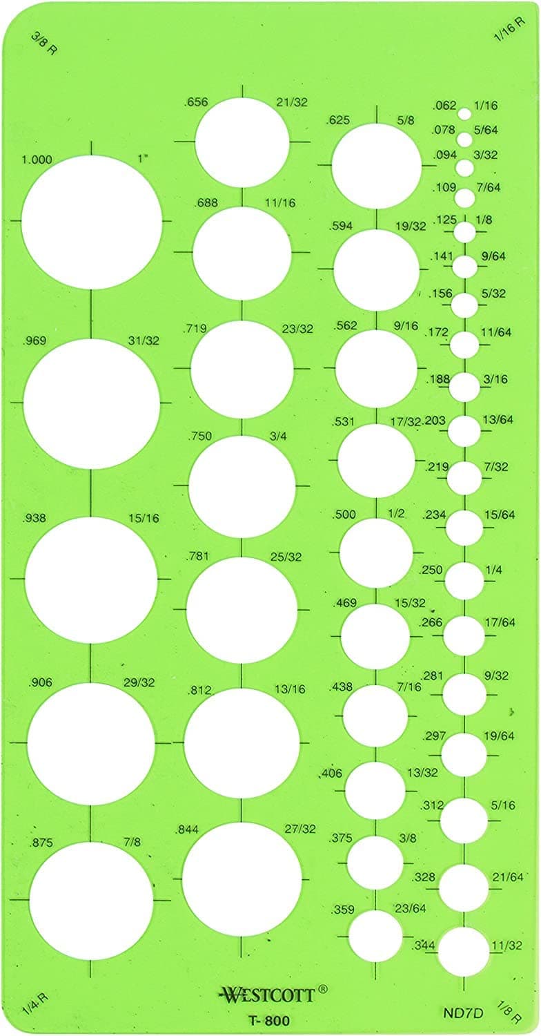 T-800 Small Circles Template, Plastic Geometric Shapes Template Tool for Drawing and Drafting
