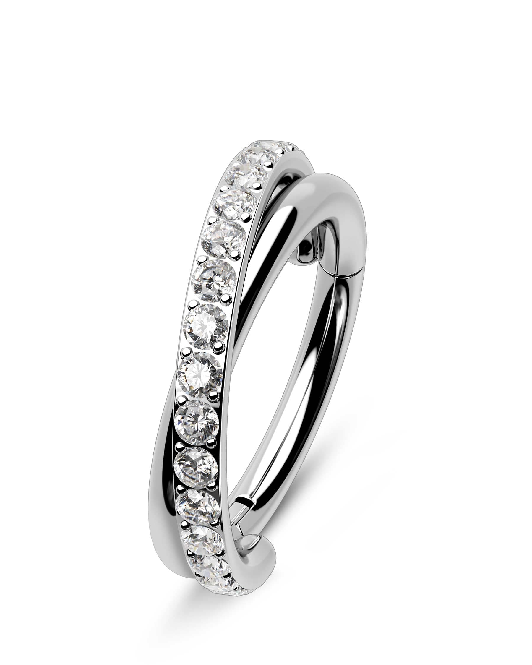 16G G23 Titanium Helix Earring Hinged Segment Ring Cartilage Hoops 6/8/10mm Double Row Helix Piercing Jewellery Shinny CZ Conch Ring Septum Rings Tragus Daith Earrings