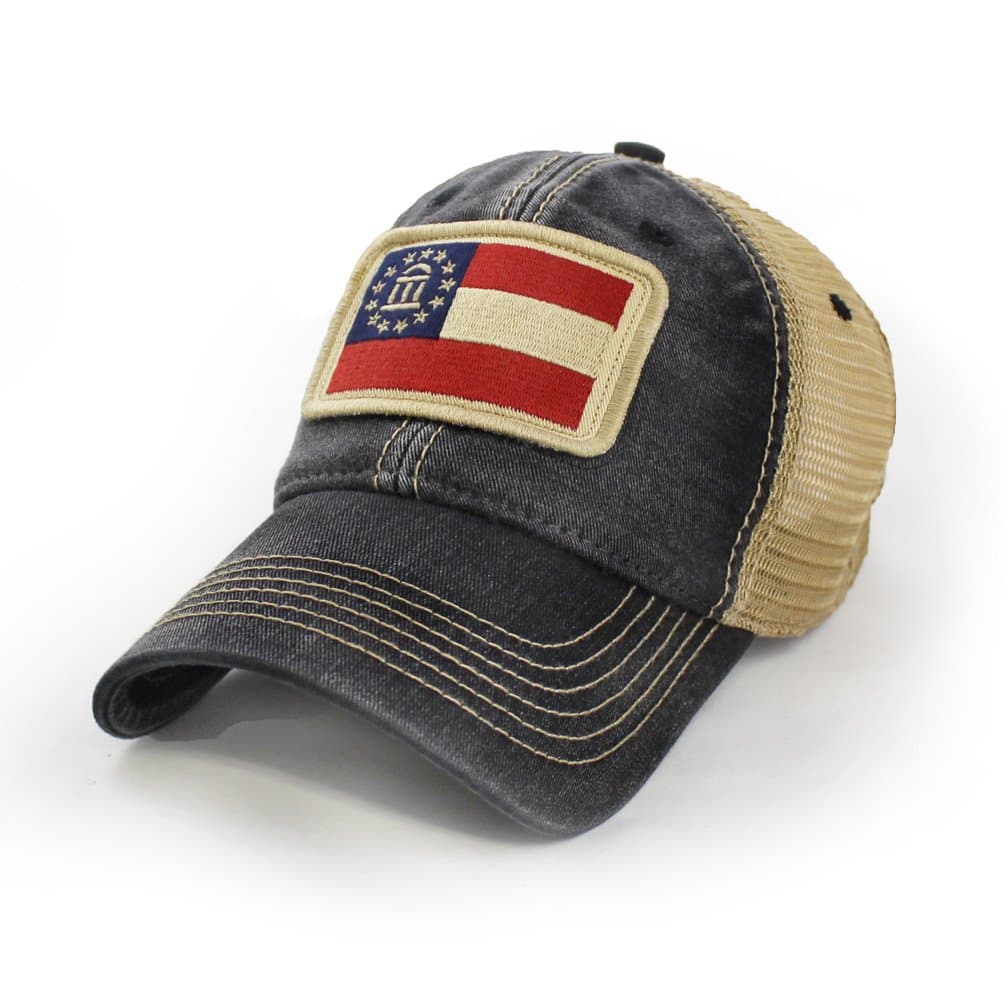Georgia Flag Patch Trucker Hat, Black