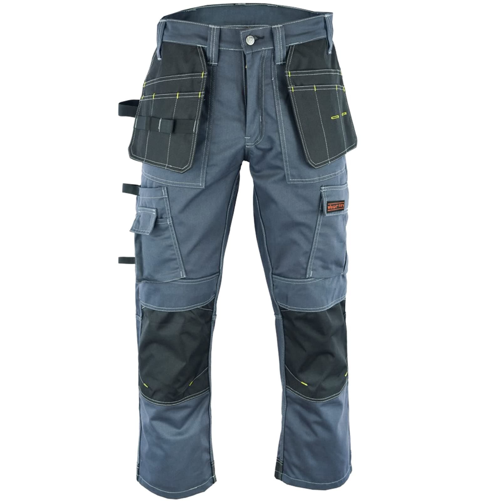 Men Pro Builder Work Trousers Black & Grey - Heavy Duty Safety Combat Cargo Pants - Multi Pockets - Knee Pad Pockets - Triple Stitched - Durable Workwear (28W to 48W)