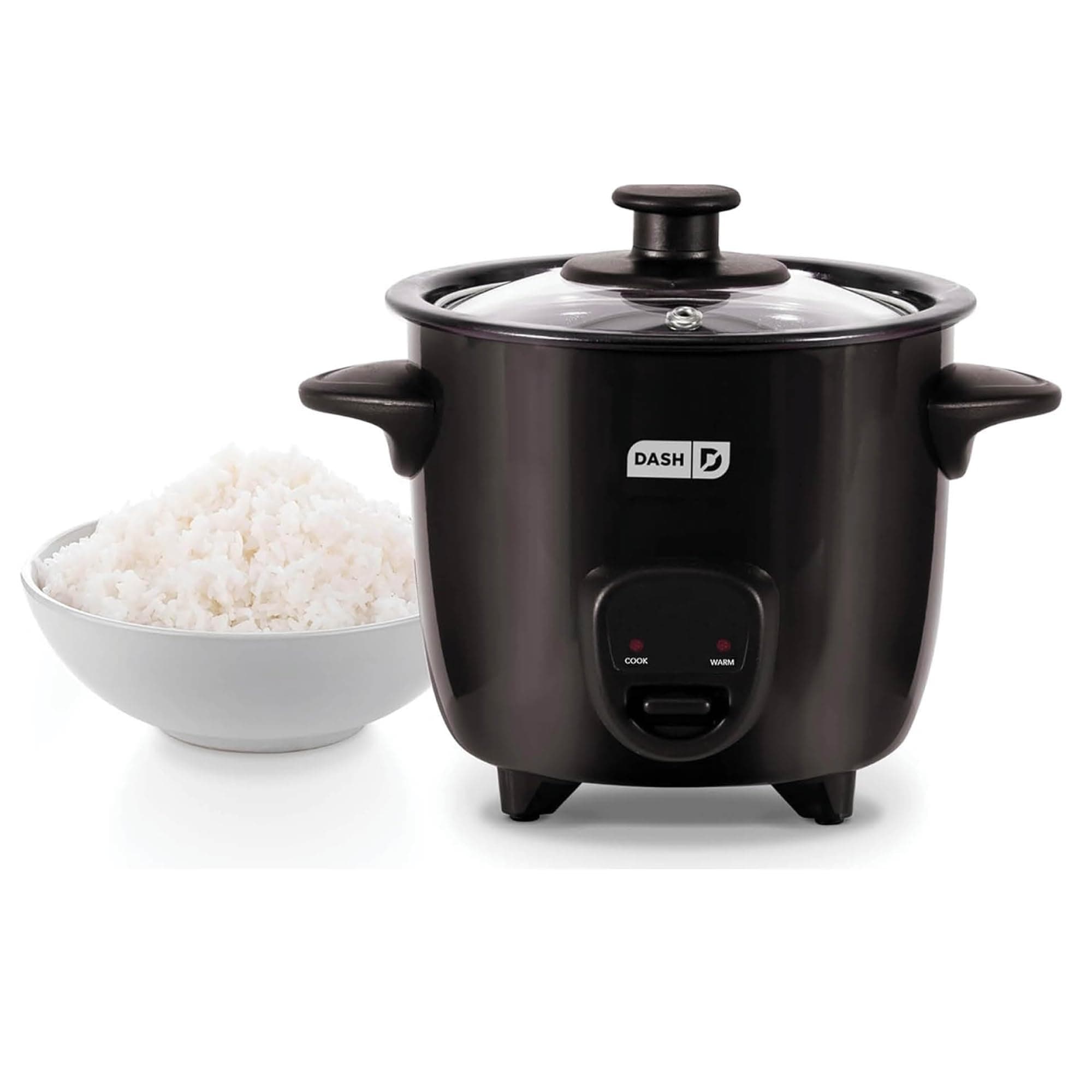 Dash Mini Rice Cooker - Designed for Single-Serve Cooking - Compact Rice Cooker with Nonstick Removable Pot, Keep Warm Function & Easy-to-Clean Sleek Design - Black