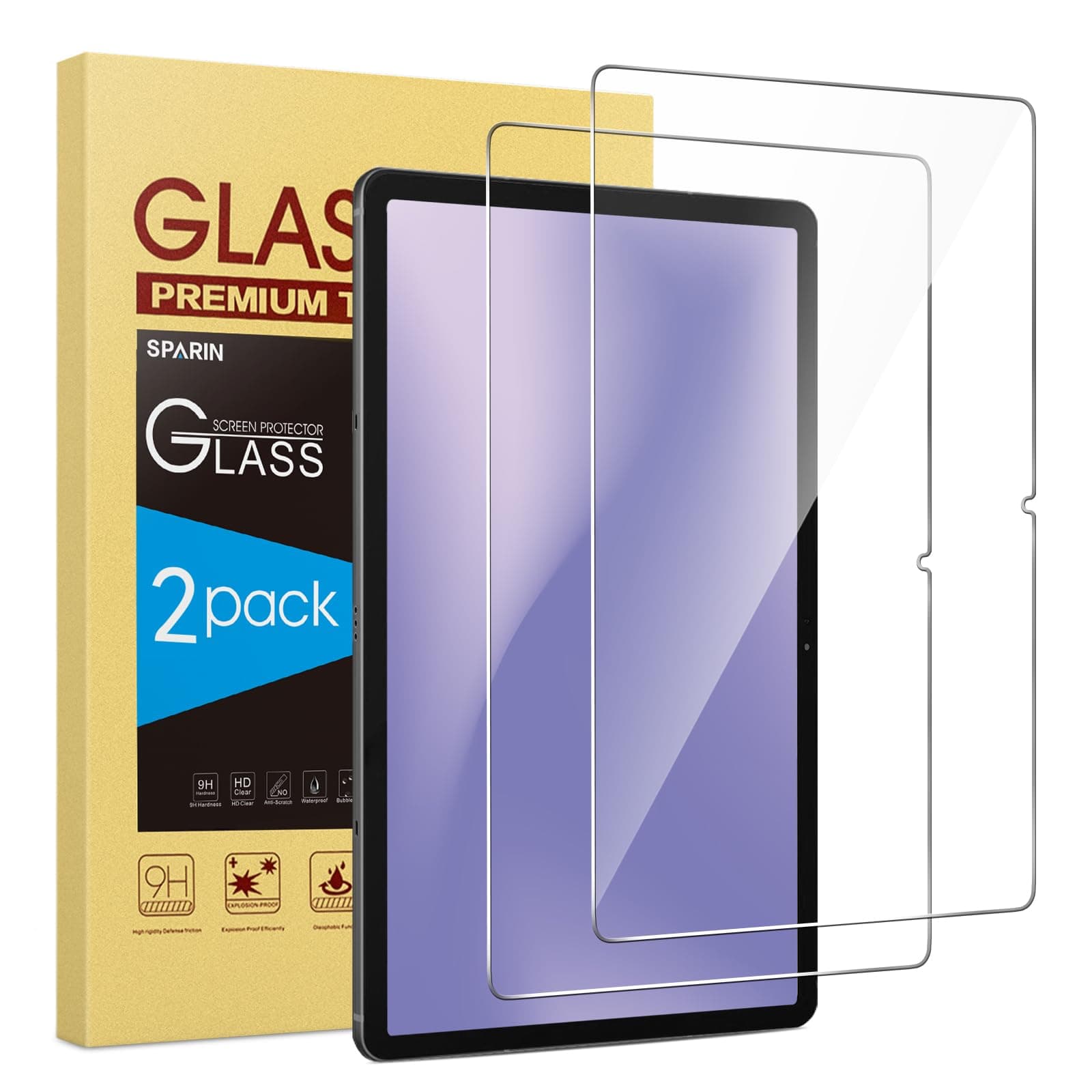SPARIN 2 Pack SPARIN Screen Protector Compatible with Samsung Galaxy Tab S8 Plus / S7 FE 2021 12.4 Inch, Tempered Glass, High Response