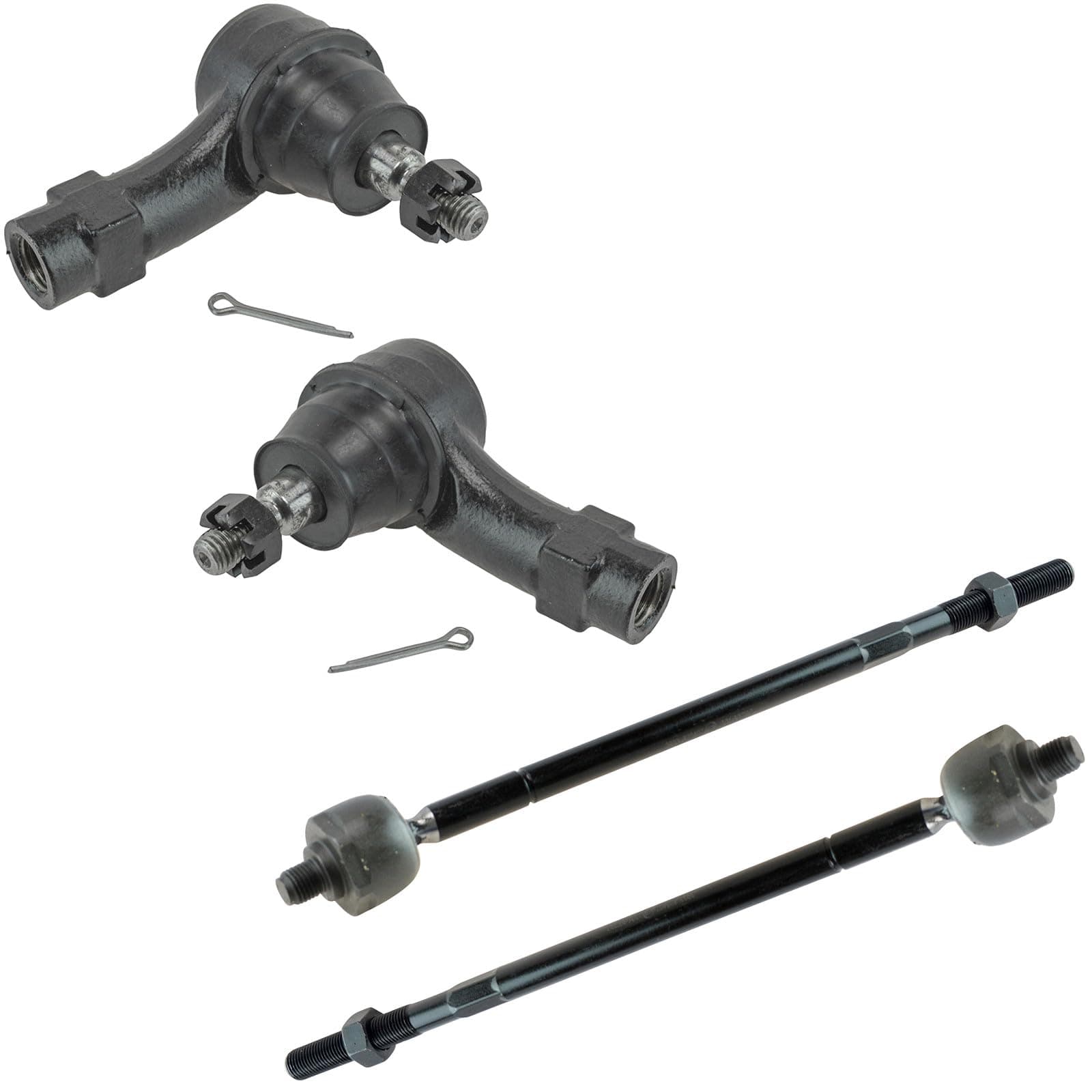 TRQ Inner and Outer Driver and Passenger Side Tie Rod Set 4 Piece Compatible with 2009-2011 Ford Focus Variable Power Steering