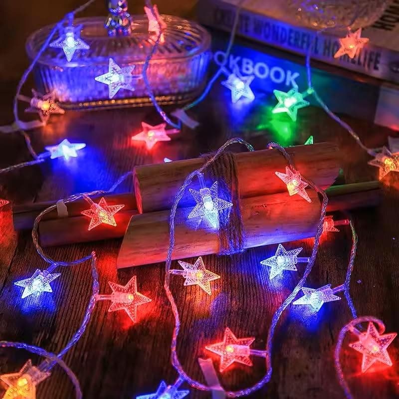 fizzytech Star LED String Lights – 15 LED 3 Meter Multicolour Copper Wire Fairy Lights for Window, Wall, Garden, Diwali, Christmas, Wedding & Home Decoration