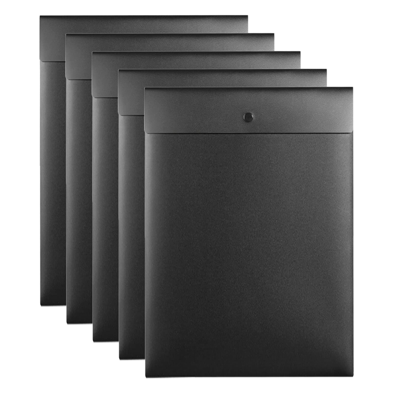 VANRA Vertical File Folders Poly Filing Envelope Plastic Project Folder with Snap Button Closure for A4 Letter Size Paper (Pack of 5, Black)