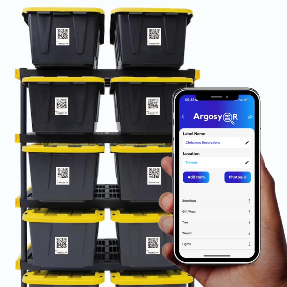 Argosy QR Code Durable Labels (2" x 2") - Superior Adhesion | Professional Storage, Moving & Inventory Labels That Actually Stick | 40 USA-Made Premium QR Stickers