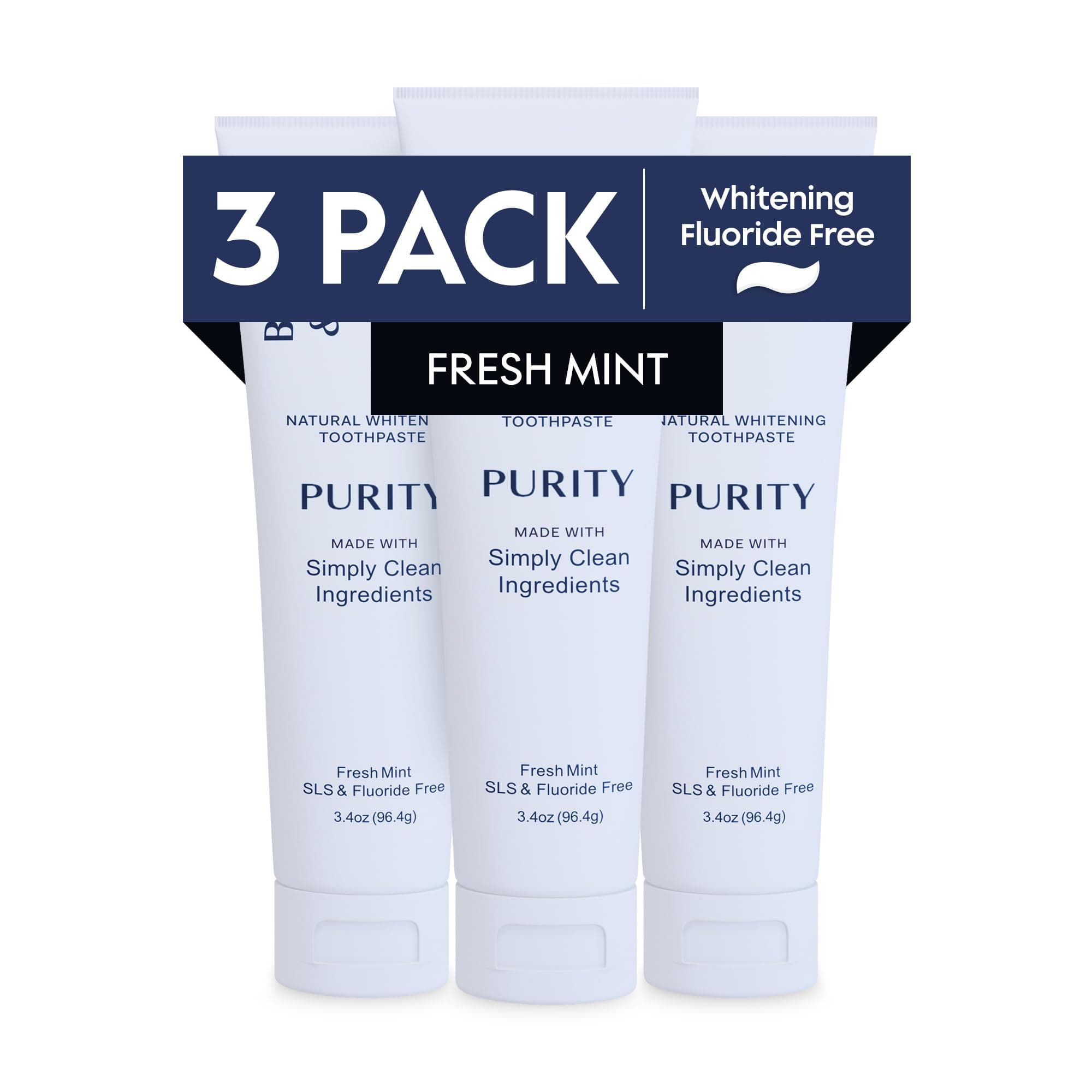 Better & Better Purity Toothpaste | Natural Whitening Toothpaste Without Additives | Organic, Vegan, Fluoride & SLS Free | Coconut-Based Formula w/Fresh Mint Flavor | 3.4oz