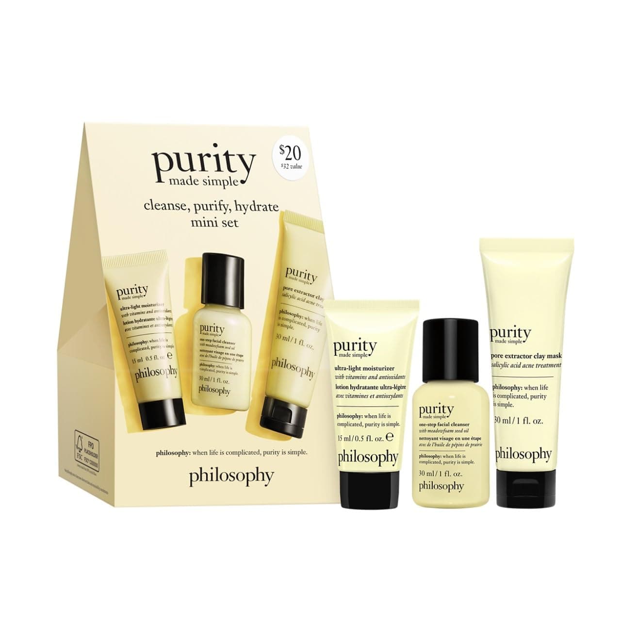 philosophy purity made simple one-step facial cleanser- with meadowfoam seed oil gently cleanses & melts away dirt, oil & stubborn makeup paraben-free face wash