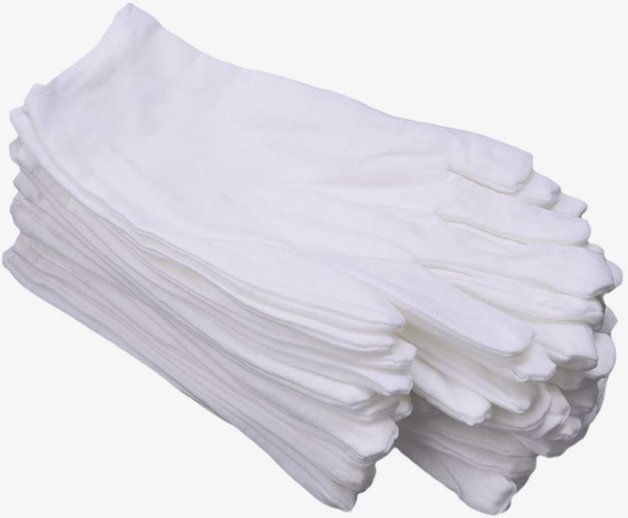 CTKcom White Soft Cotton Gloves,Large Size for Work/Lining Glove,Coin Jewelry Silver Inspection Gloves(12 Pairs)