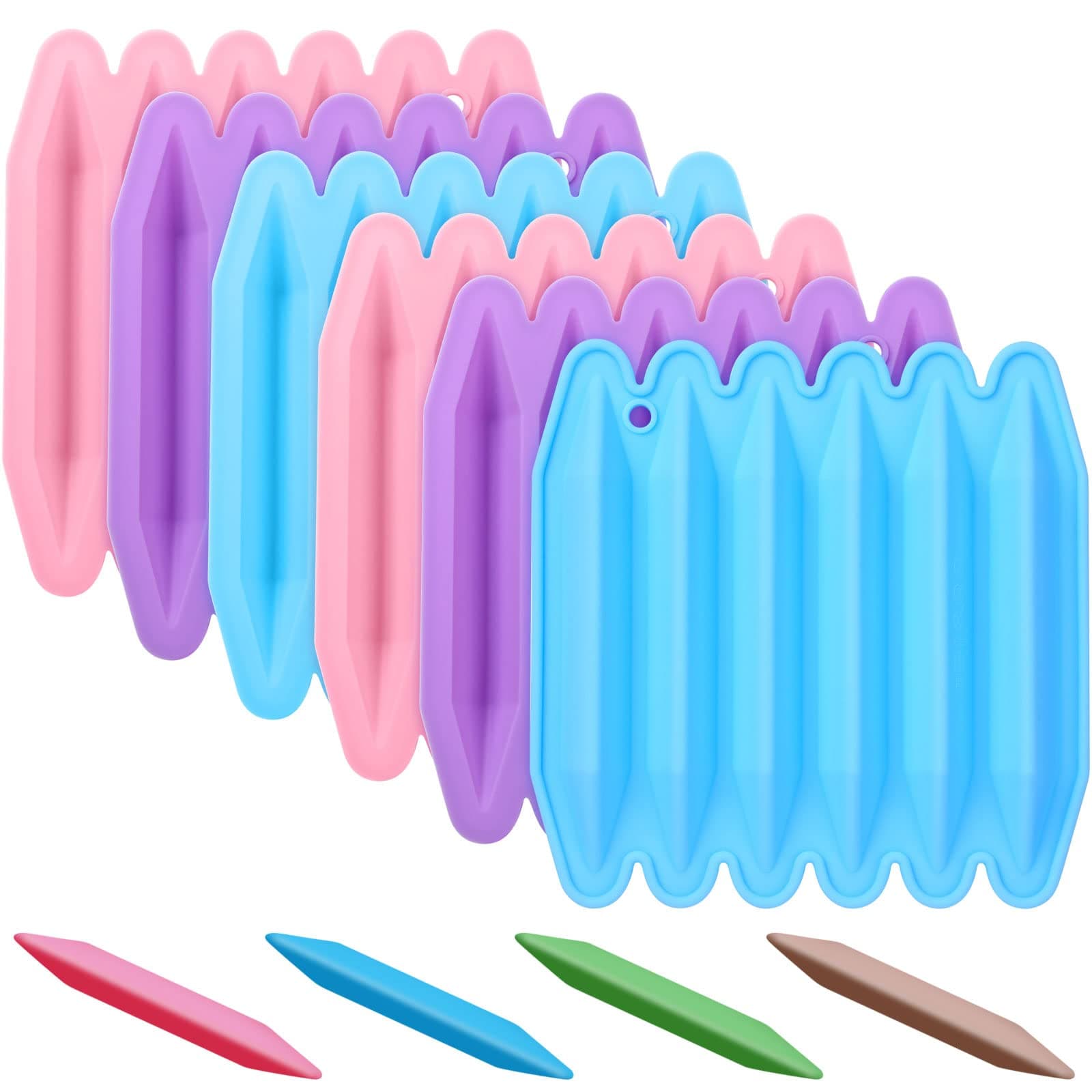 6 Pack Crayon Recycling Mold Silicone Crayon Triangular 3D Mold Reusable for DIY Wax Crayons Candle Melting Oven Safe Pen Shapes