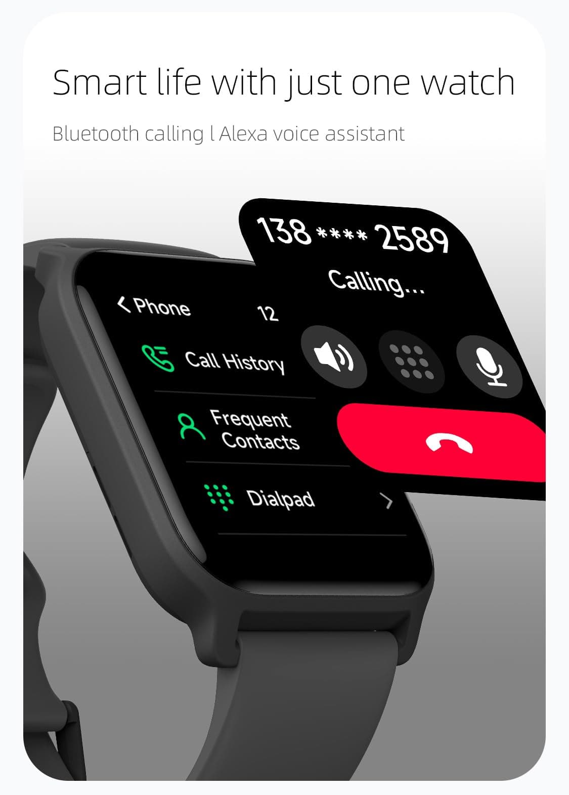 OCTANDRA Move 2 VeryFit 1.8" Bluetooth Answer Call Alexa Smart Watch Heart Rate Blood Oxygen Saturation Sleep Monitor Step Counter IP68 Activity Fitness Tracker Watches for Men Women (IDW13) (Black)