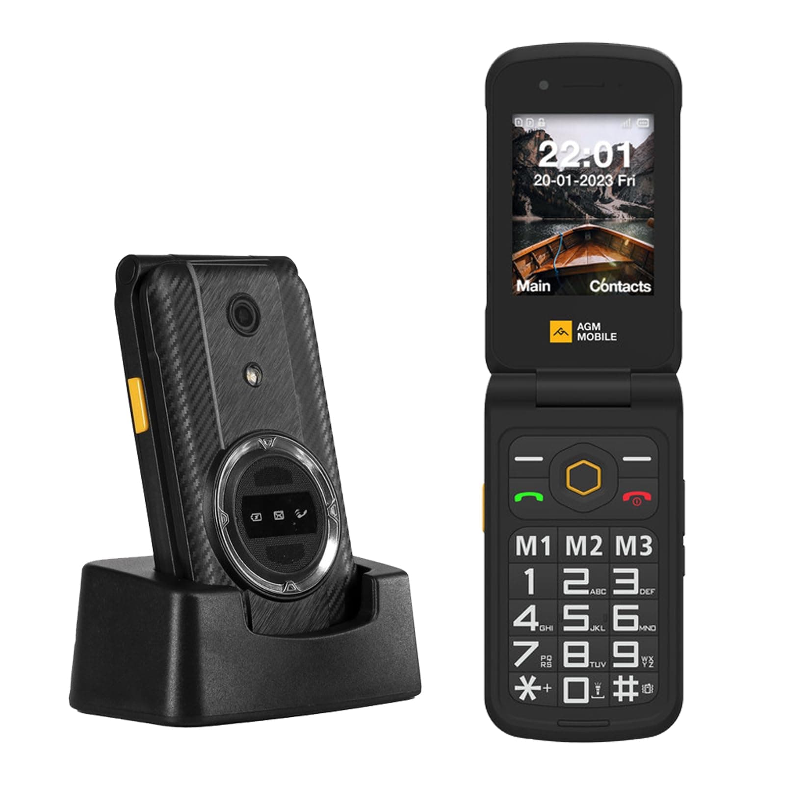 AGM Unlocked Flip Mobile Phone, M8 FLIP Feature Phone with Big Button and Keyboard, Waterproof/Drop-Proof,SOS,4G Dual SIM, Fast Dialing,104dB Powerful Speaker,Hearing Aid Compatible