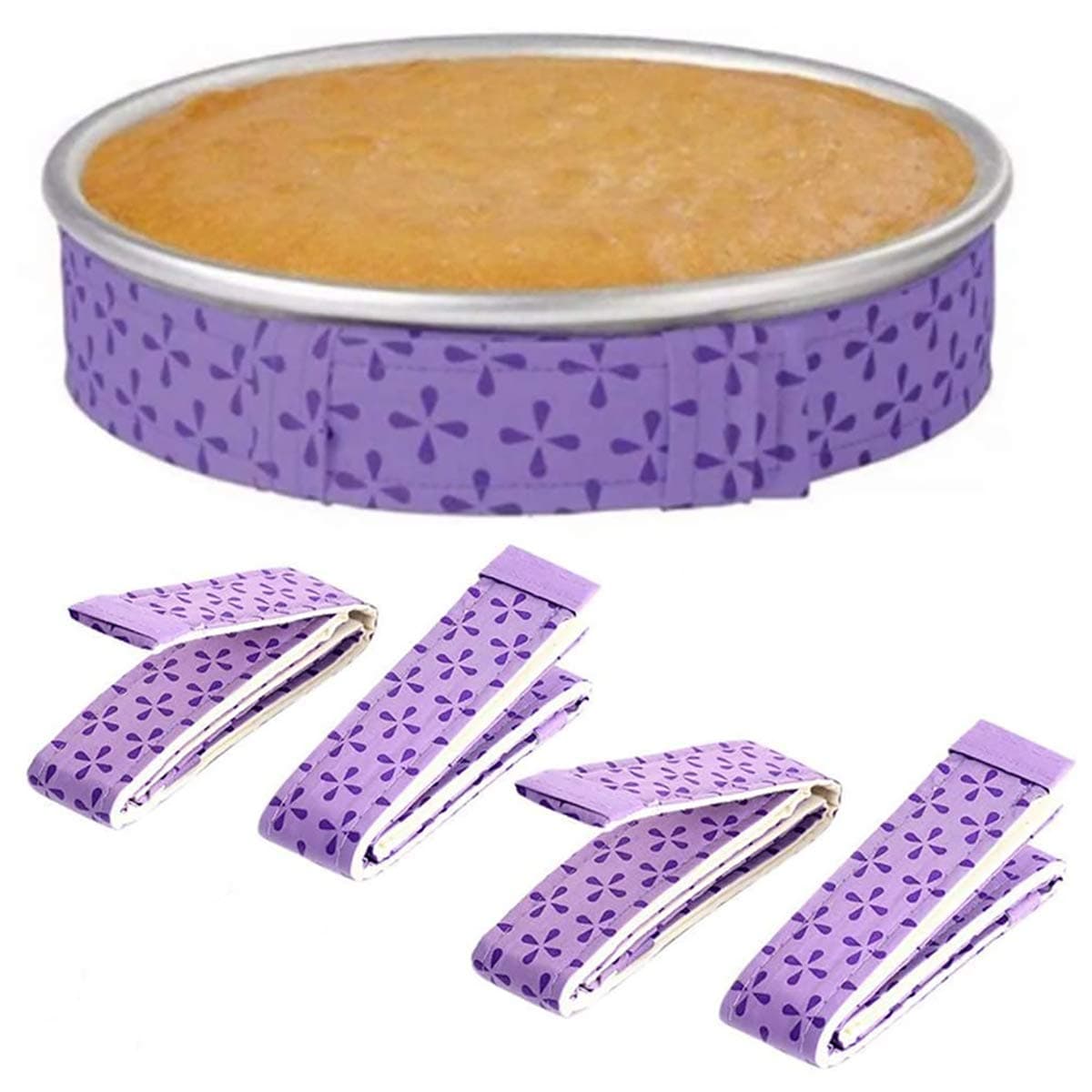 4 Pack Bake-Even Strips, Thick Cotton Absorbent Bake Even Strip, Keep Cakes More Level and Prevents Crowning with Cleaner Edges, for Home Kitchen Bake Cake Strips