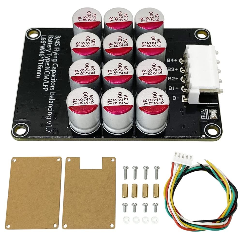 5A 3S 4S 12V Battery Active Equalizer Whole Group Balancer LiFePO4 LFP Lipo Li-ion Lithium Active Battery Energy Transfer Equalization Capacitor Balancer PCB Module with Acrylic Protective Case