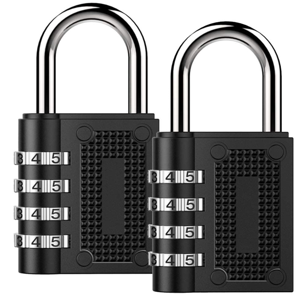 Combination Lock Security Padlock - [2-Pack] Weather Proof Padlock with 4-Digit Smooth Dial for School, Gym, Outdoor Shed Locker -Black